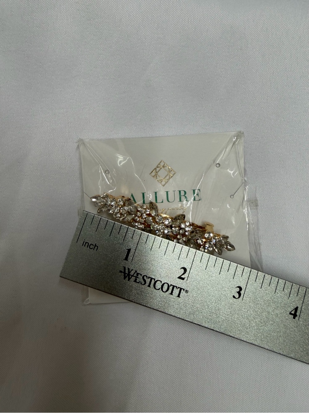 Allure Gold Floral Rhinestone Barrette - Picture 6 of 7